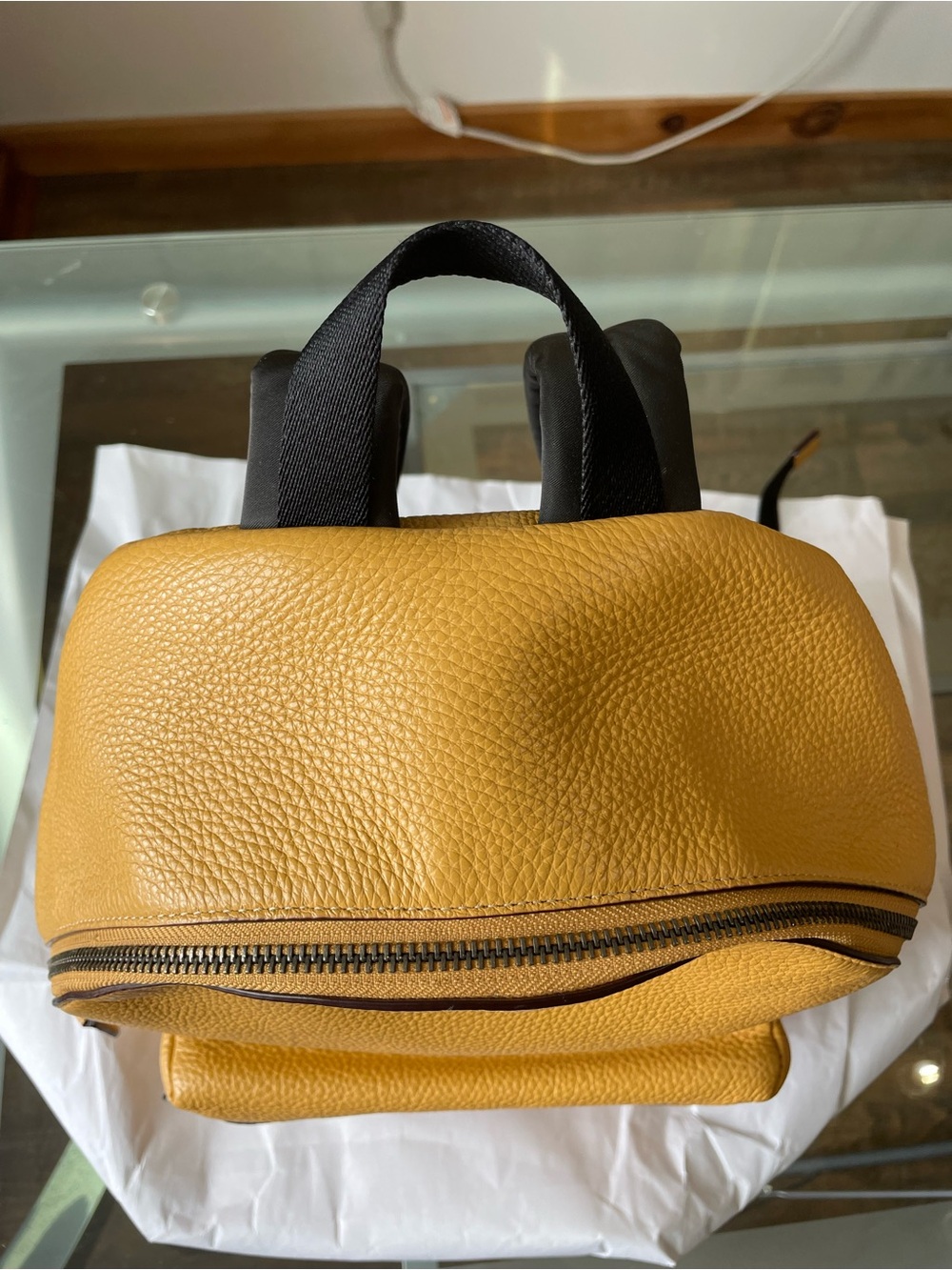 Coach 2020 EUC 100% pebbled leather Medium Charlie backpack in a mustard yellow - Picture 9 of 13